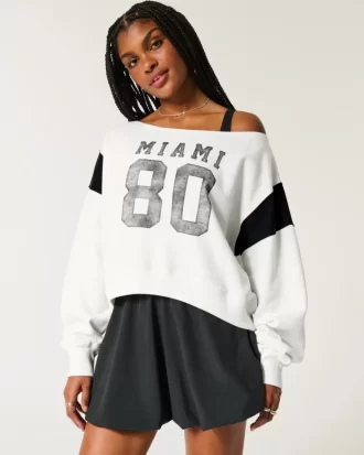 Helppo off-the-shoulder Miami Graphic -huppari