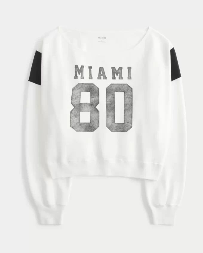 Helppo off-the-shoulder Miami Graphic -huppari Helppo off-the-shoulder Miami Graphic -huppari