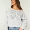 Helppo off-the-shoulder Number Graphic Crew collegepaita Helppo off-the-shoulder Number Graphic Crew collegepaita