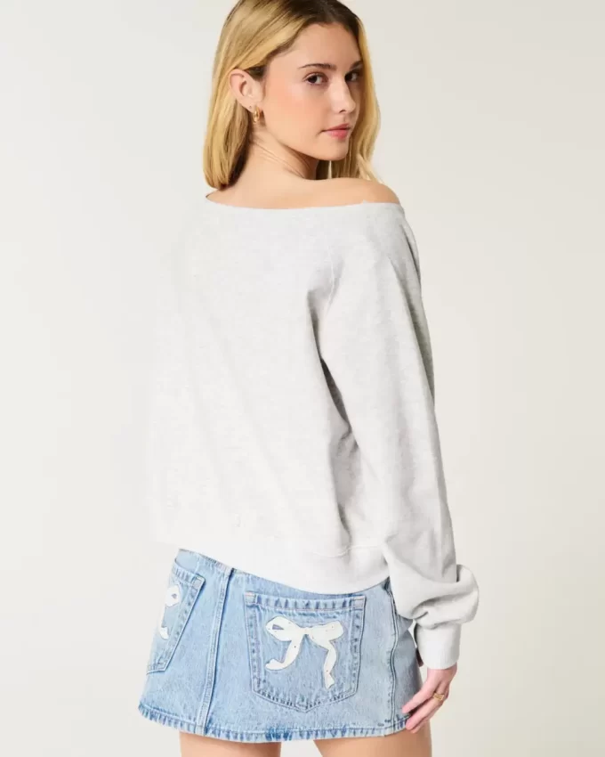 Helppo off-the-shoulder Number Graphic Crew collegepaita Helppo off-the-shoulder Number Graphic Crew collegepaita