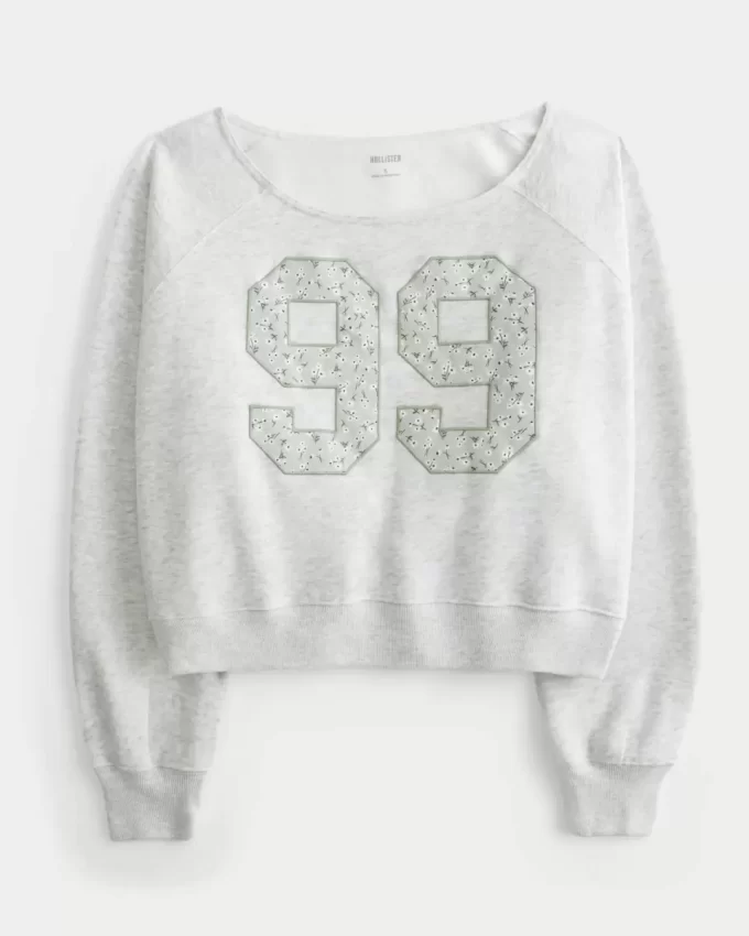 Helppo off-the-shoulder Number Graphic Crew collegepaita Helppo off-the-shoulder Number Graphic Crew collegepaita