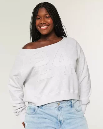 Helppo off-the-shoulder Number Graphic -paita