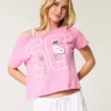 Helppo off-the-shoulder Snoopy Graphic T-paita Helppo off-the-shoulder Snoopy Graphic T-paita