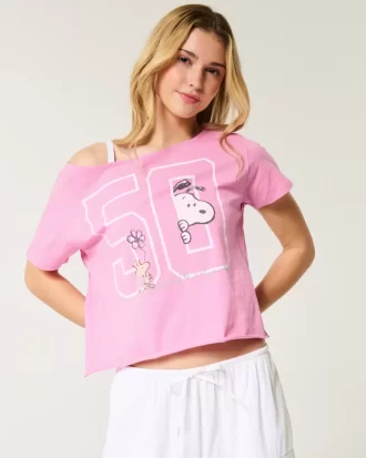 Helppo off-the-shoulder Snoopy Graphic T-paita
