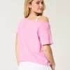 Helppo off-the-shoulder Snoopy Graphic T-paita Helppo off-the-shoulder Snoopy Graphic T-paita