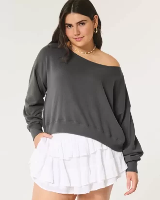 Helppo off-the-shoulder Terry collegepaita