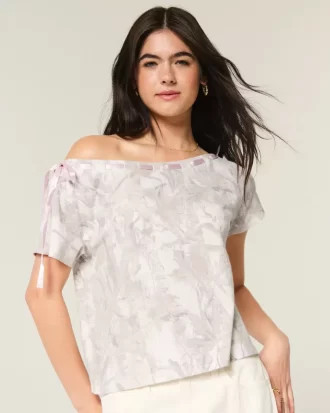 Helppo off-the-shoulder Tie Camo T-paita