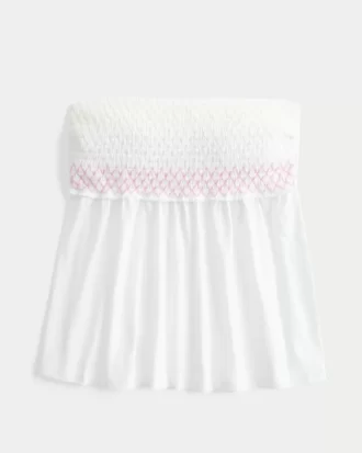 Helppo olkaimeton smocked Babydoll-toppi