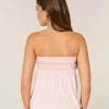 Helppo olkaimeton smocked Babydoll-toppi Helppo olkaimeton smocked Babydoll-toppi