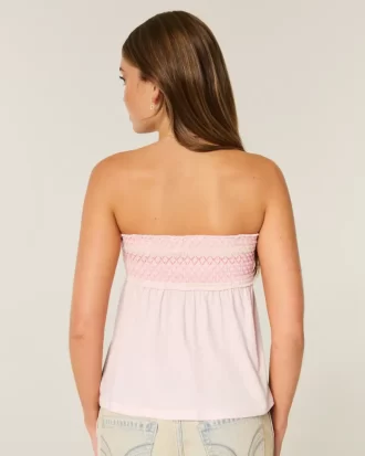 Helppo olkaimeton smocked Babydoll-toppi