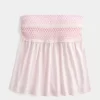 Helppo olkaimeton smocked Babydoll-toppi Helppo olkaimeton smocked Babydoll-toppi