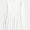 Helppo pitkähihainen perhoskuvioinen Babydoll-toppi Helppo pitkähihainen perhoskuvioinen Babydoll-toppi