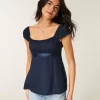 Helppo Satin Tie Babydoll Top Helppo Satin Tie Babydoll Top
