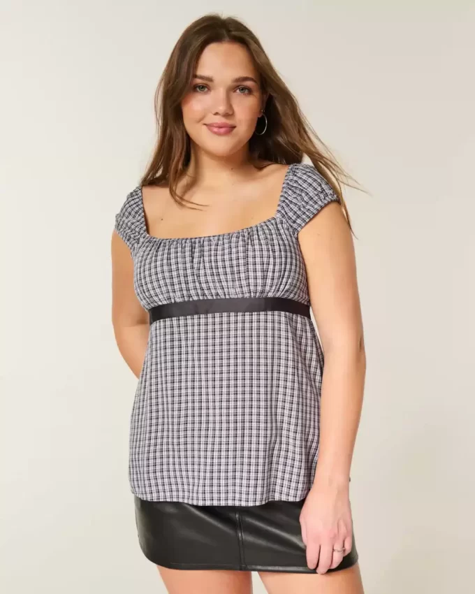 Helppo Satin Tie Babydoll Top
