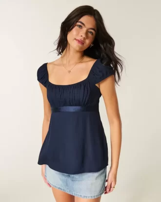 Helppo Satin Tie Babydoll Top