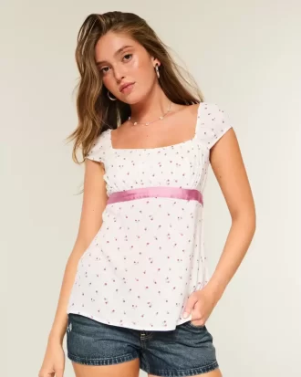 Helppo Satin Tie Babydoll Top