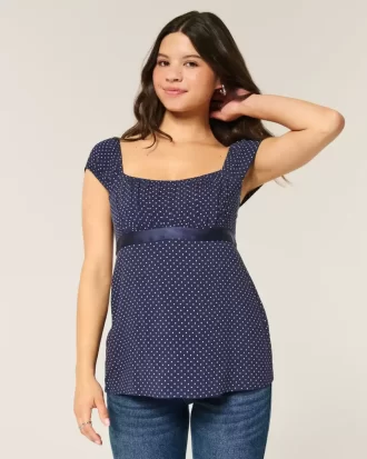 Helppo Satin Tie Babydoll Top