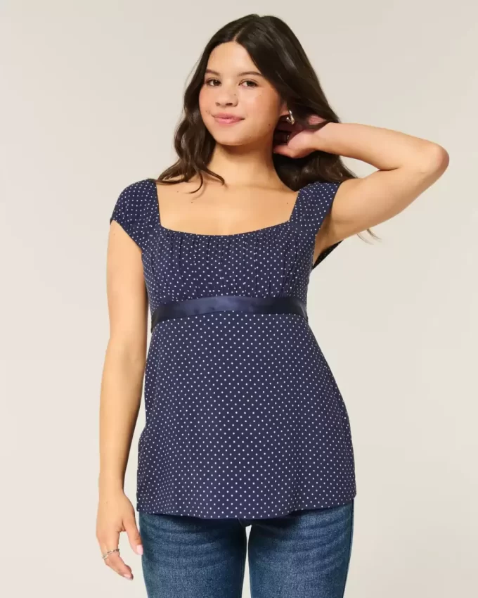 Helppo Satin Tie Babydoll Top