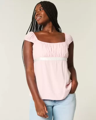 Helppo Satin Tie Babydoll Top