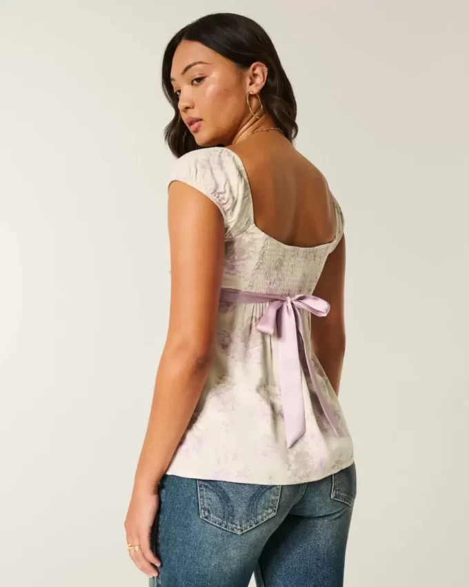 Helppo Satin Tie Babydoll Top Helppo Satin Tie Babydoll Top