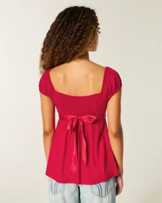 Helppo Satin Tie Babydoll Top
