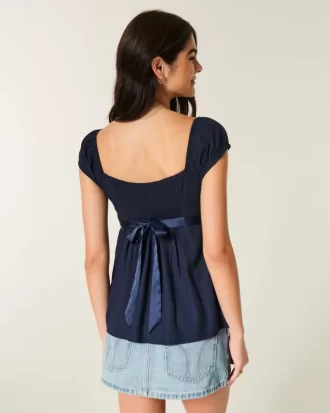 Helppo Satin Tie Babydoll Top