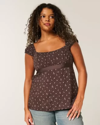 Helppo Satin Tie Babydoll Top