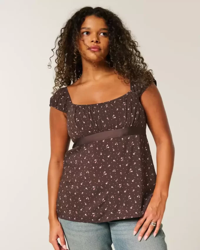 Helppo Satin Tie Babydoll Top