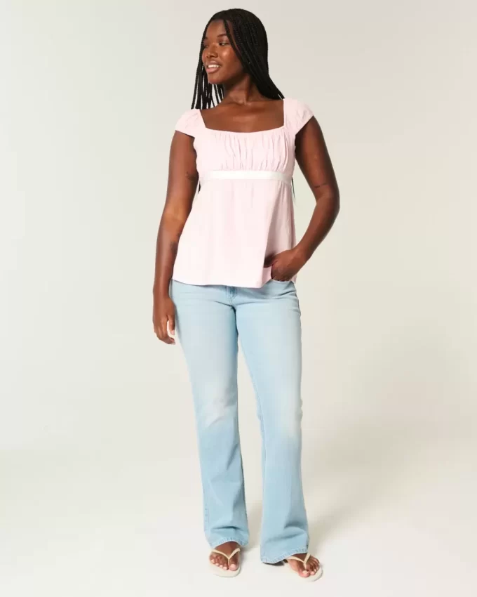 Helppo Satin Tie Babydoll Top Helppo Satin Tie Babydoll Top