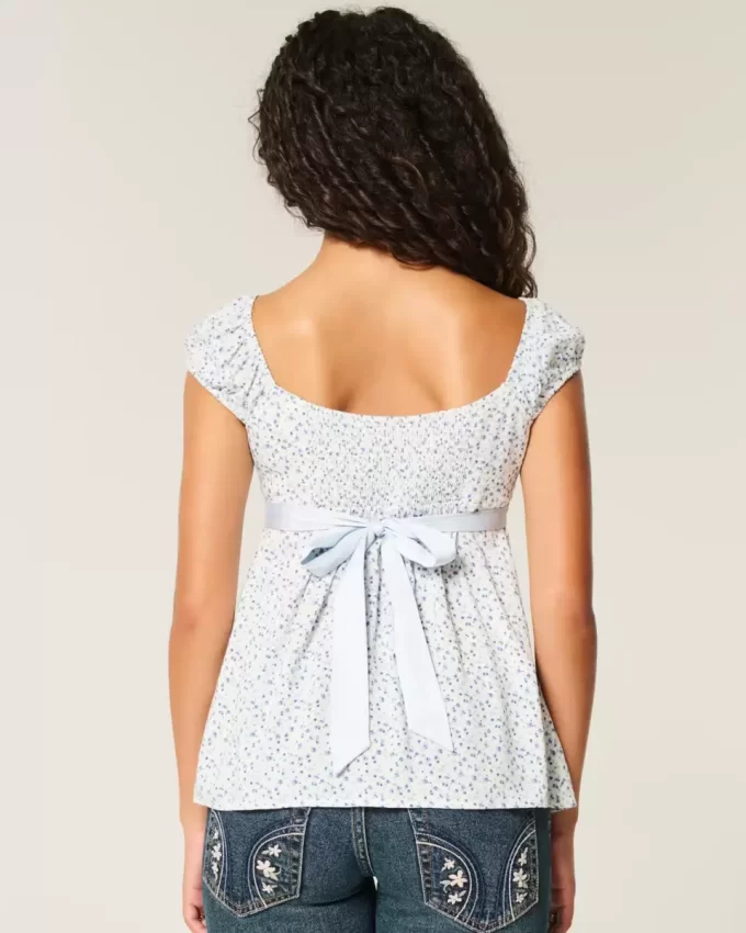 Helppo Satin Tie Babydoll Top Helppo Satin Tie Babydoll Top