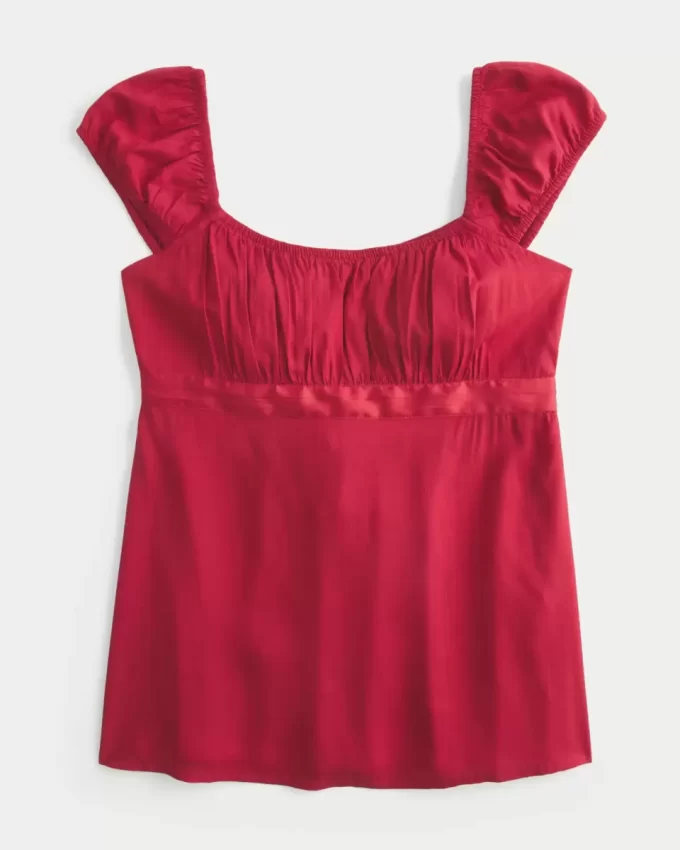 Helppo Satin Tie Babydoll Top