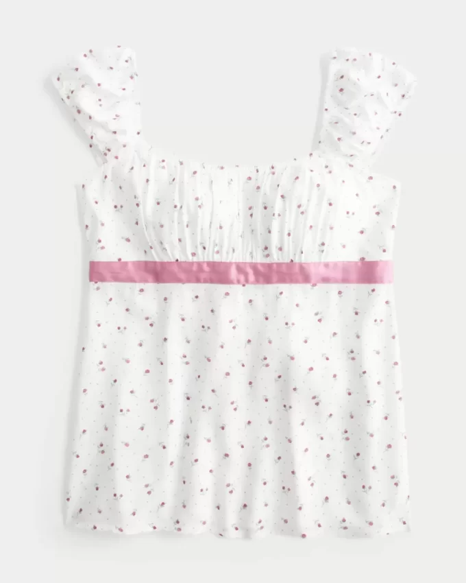 Helppo Satin Tie Babydoll Top