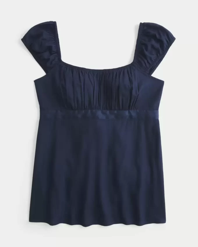 Helppo Satin Tie Babydoll Top Helppo Satin Tie Babydoll Top