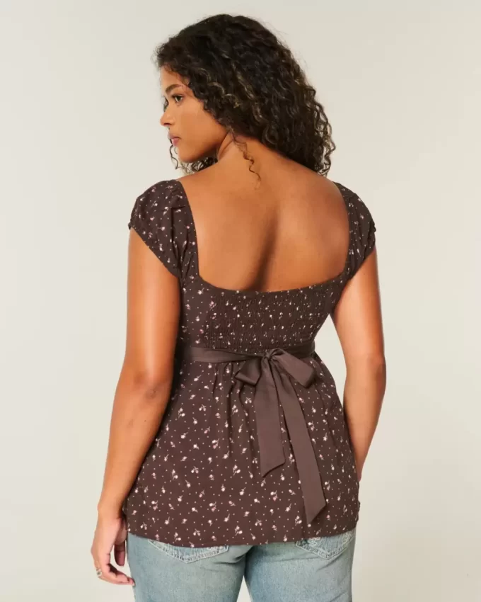 Helppo Satin Tie Babydoll Top