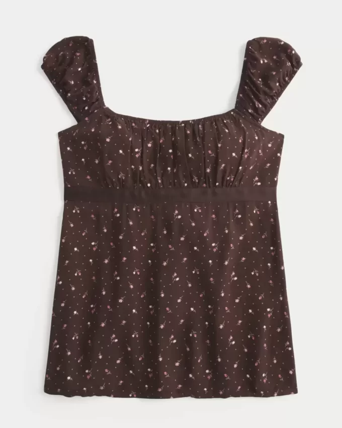 Helppo Satin Tie Babydoll Top