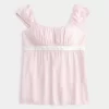 Helppo Satin Tie Babydoll Top Helppo Satin Tie Babydoll Top