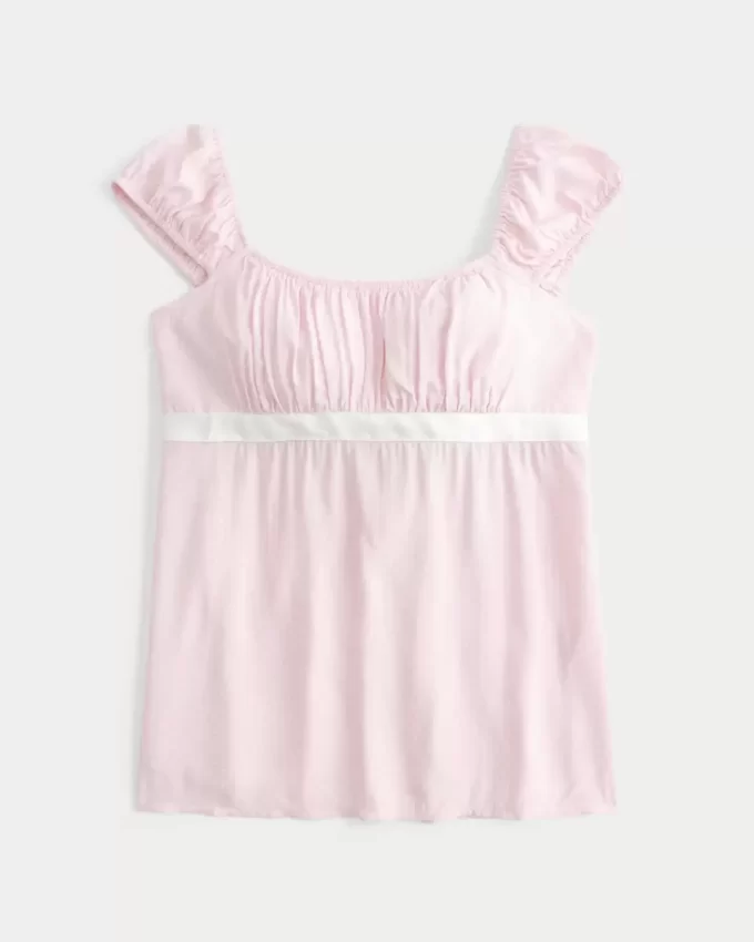 Helppo Satin Tie Babydoll Top Helppo Satin Tie Babydoll Top