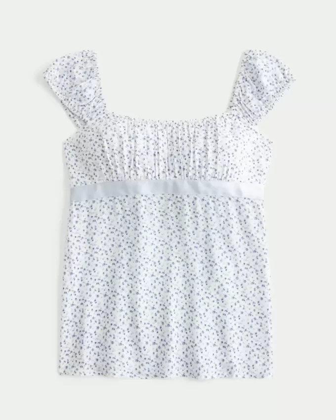 Helppo Satin Tie Babydoll Top Helppo Satin Tie Babydoll Top