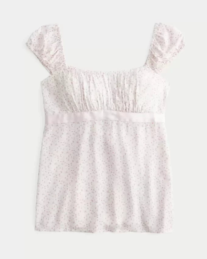Helppo Satin Tie Babydoll Top