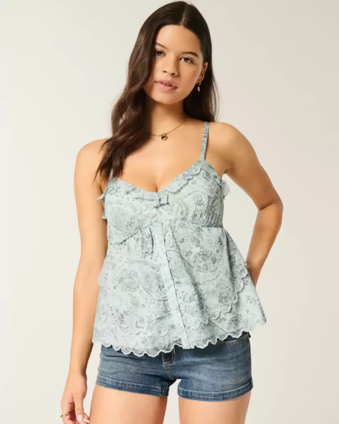 Helppokäyttöinen Chiffon Babydoll Top Helppokäyttöinen Chiffon Babydoll Top