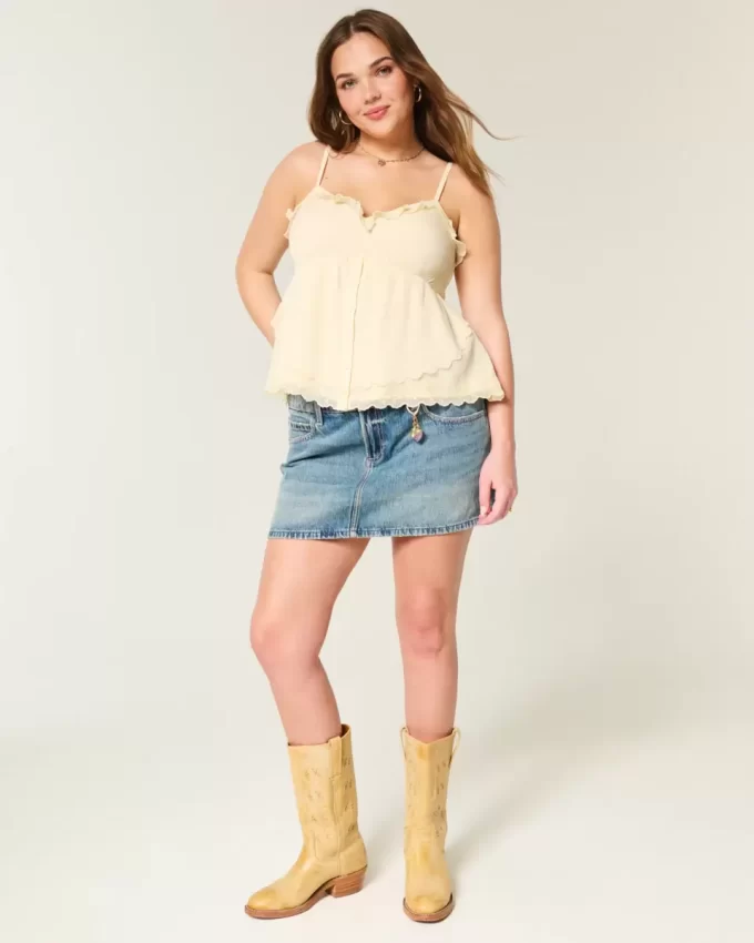 Helppokäyttöinen Chiffon Babydoll Top Helppokäyttöinen Chiffon Babydoll Top