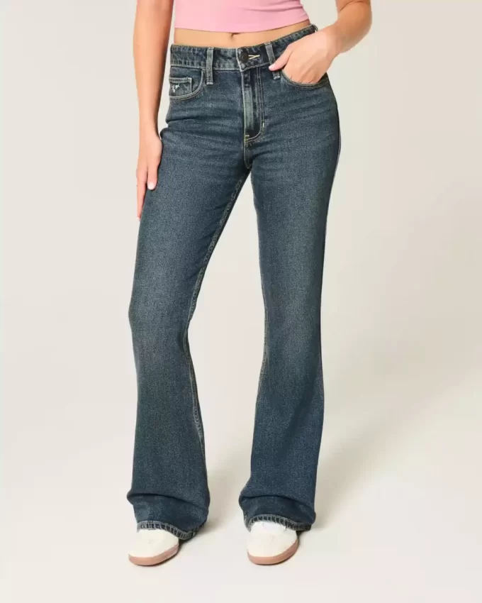 High-Rise Dark Wash Brodeeratut kukkakukat Flare Farkut High-Rise Dark Wash Brodeeratut kukkakukat Flare Farkut