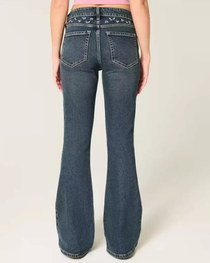 High-Rise Dark Wash Brodeeratut kukkakukat Flare Farkut High-Rise Dark Wash Brodeeratut kukkakukat Flare Farkut