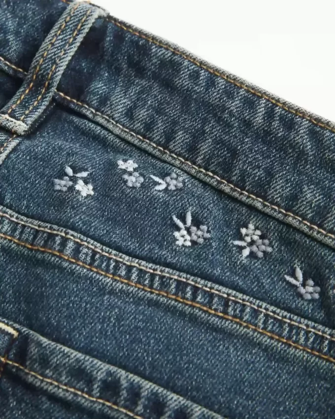 High-Rise Dark Wash Brodeeratut kukkakukat Flare Farkut High-Rise Dark Wash Brodeeratut kukkakukat Flare Farkut