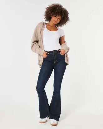 High-Rise Dark Wash Flare -farkut