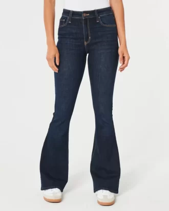 High-Rise Dark Wash Flare -farkut