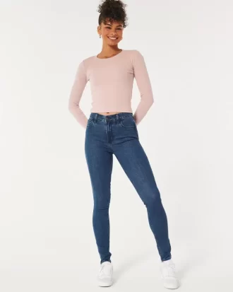 High-Rise Dark Wash Super Skinny -farkut