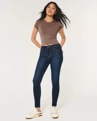 High-Rise Dark Wash Super Skinny -farkut