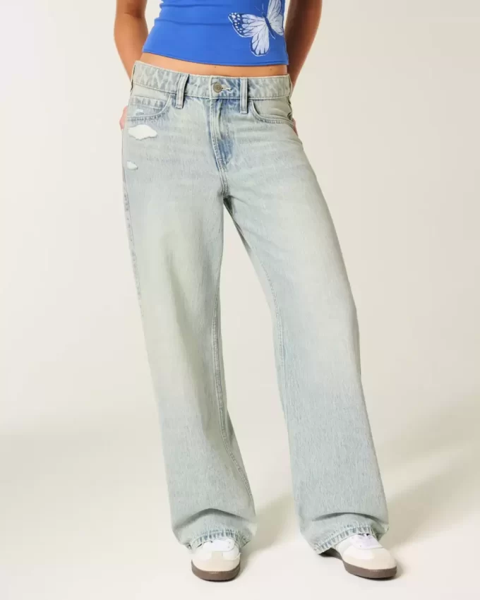 High-Rise Distressed Light Wash Baggy-farkut High-Rise Distressed Light Wash Baggy-farkut