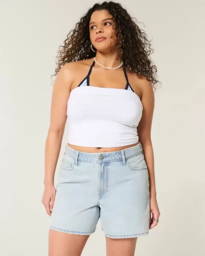 High Rise Light Wash Baggy Denim shortsit 5″ High Rise Light Wash Baggy Denim shortsit 5″